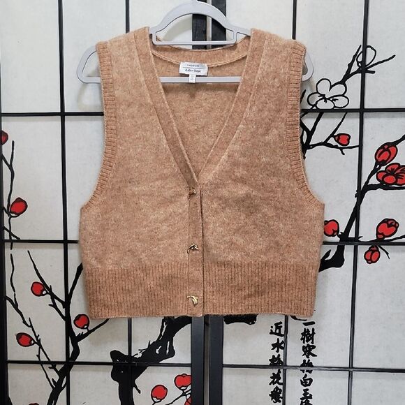 Other Stories Dolphin Button Knit Wool Vest Womens Size M - Picture 2 of 7